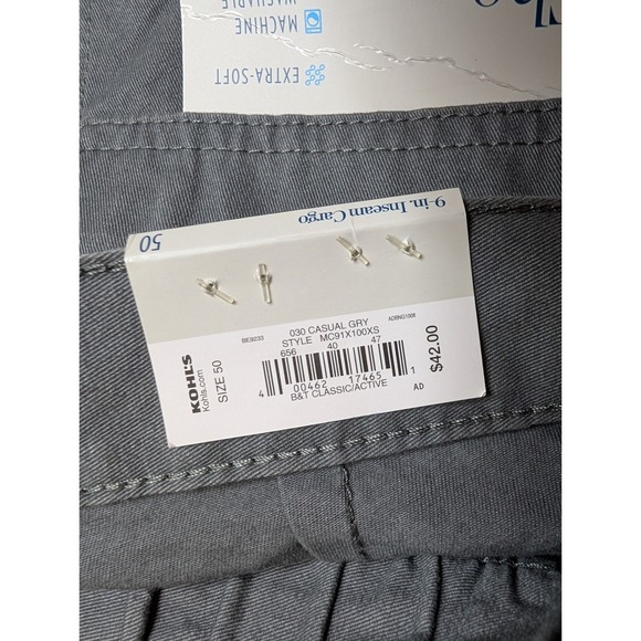 Croft & Barrow‎ Mens Cargo Shorts Size 50 Gray Casual Elastic Waist - Picture 5 of 7